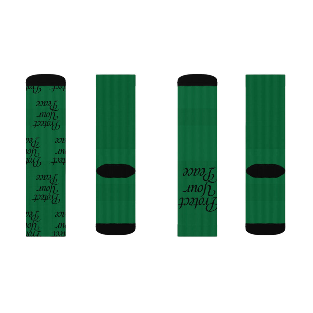 Green "Protect Your Peace" Sublimation Socks — Inspirational Crew Socks