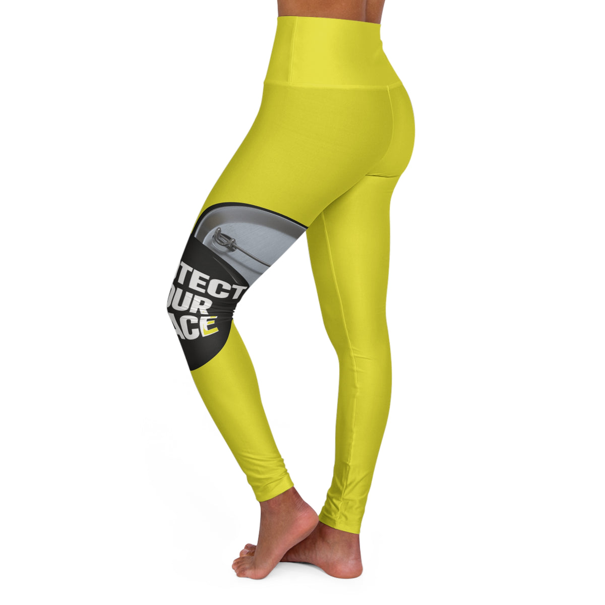 High-Waist Yoga Leggings — "Protect Your Peace" Graphic