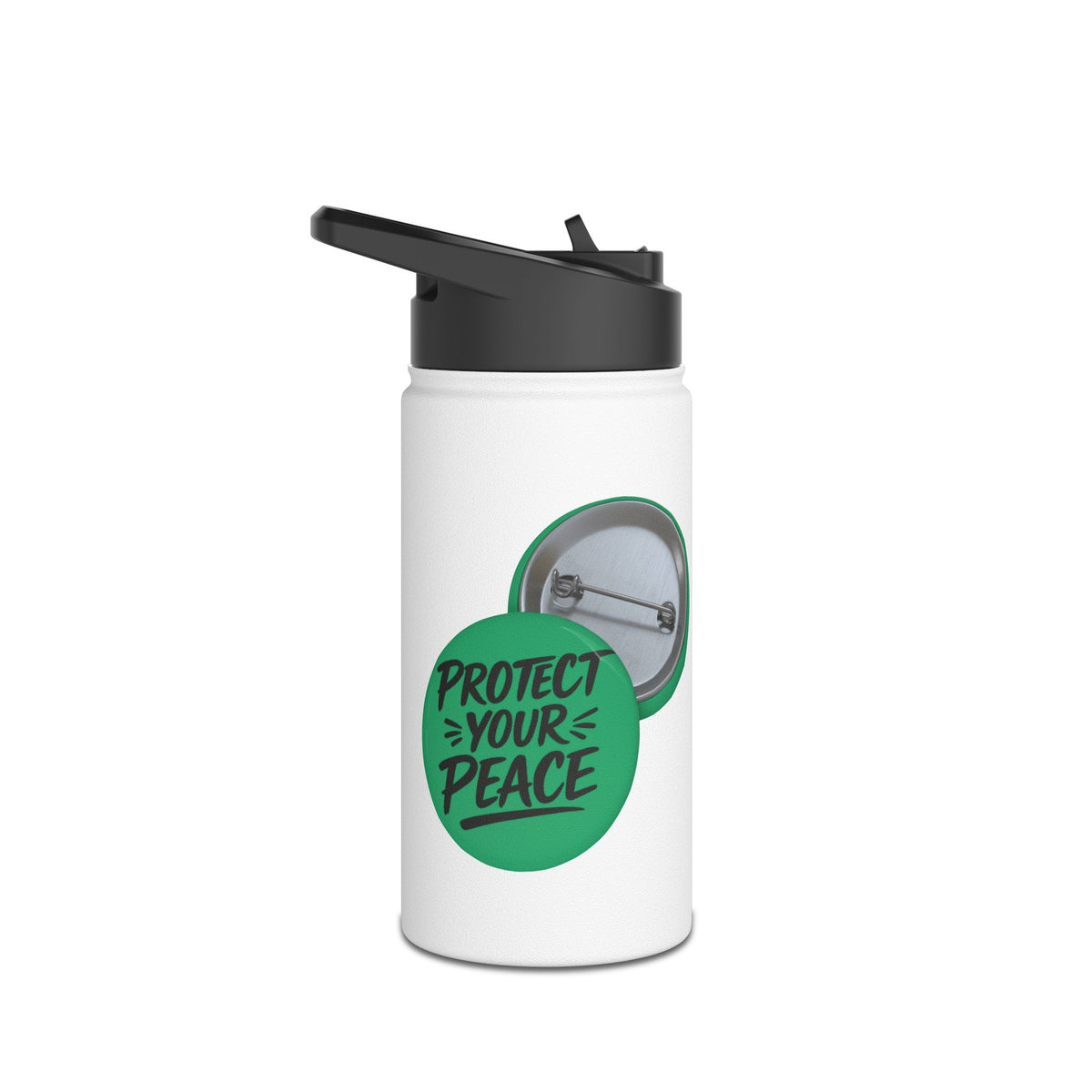 Stainless Steel Water Bottle — Green Positivity graphic design Design 'Life is a Journey not a finish line.
