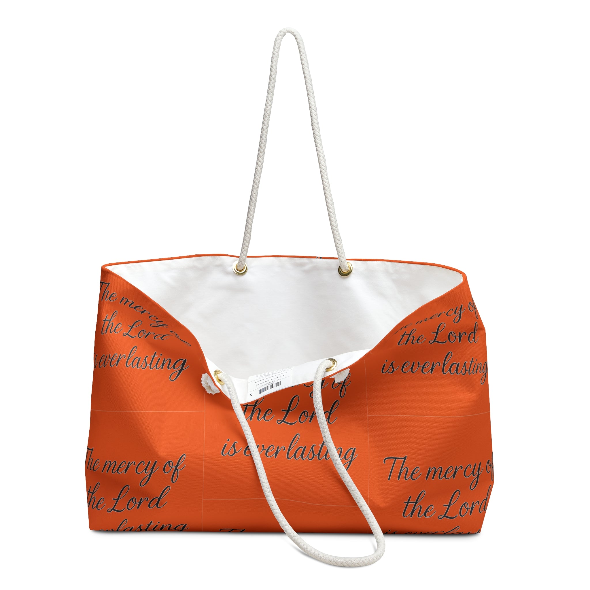 Weekender Bag – "The mercy of the Lord is everlasting" Religious Travel Tote
