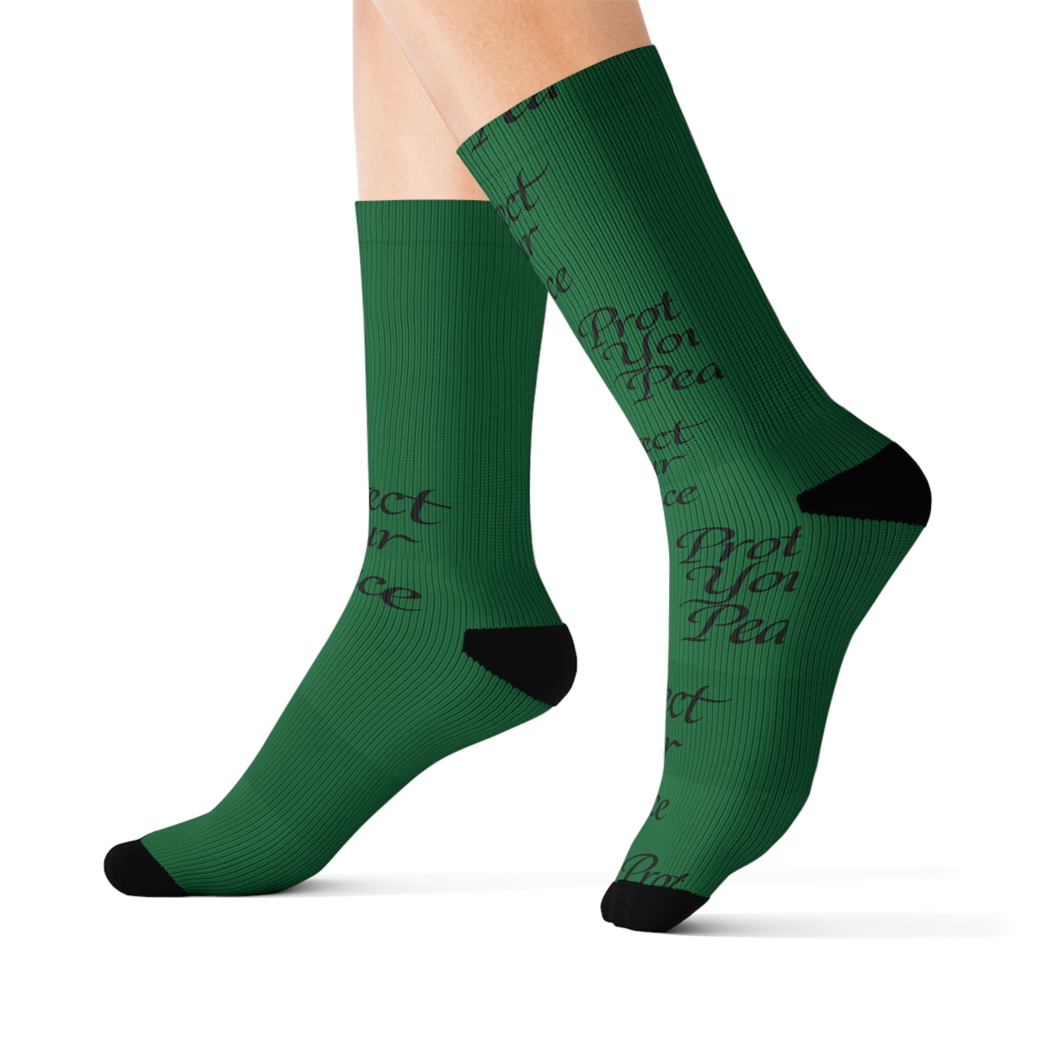 Green "Protect Your Peace" Sublimation Socks — Inspirational Crew Socks