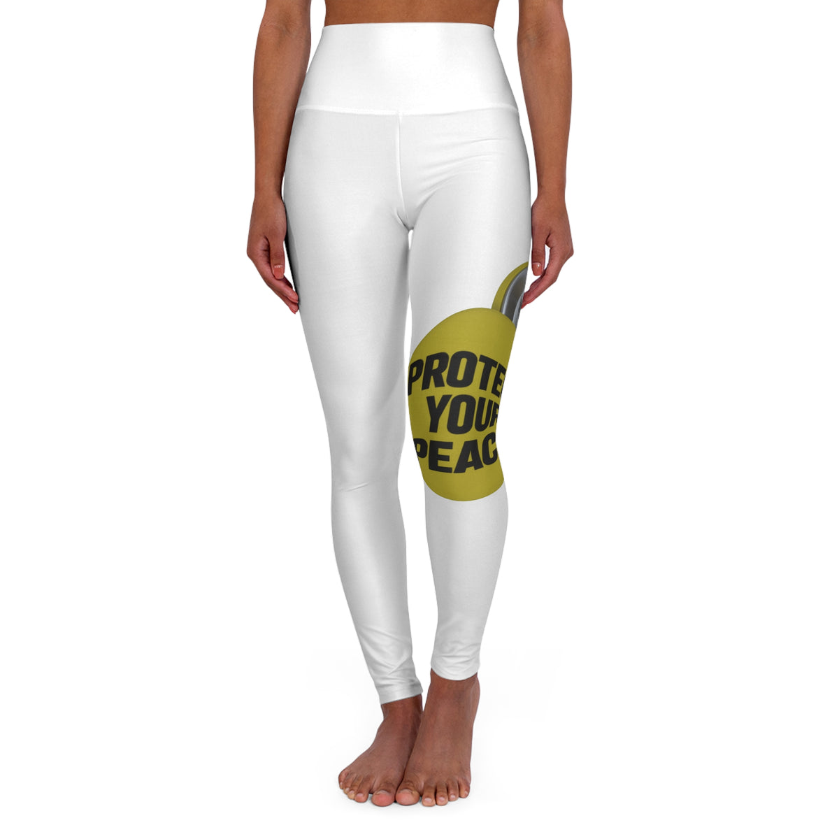 High-Waist Yoga Leggings — "Protect Your Peace"  circular Graphic