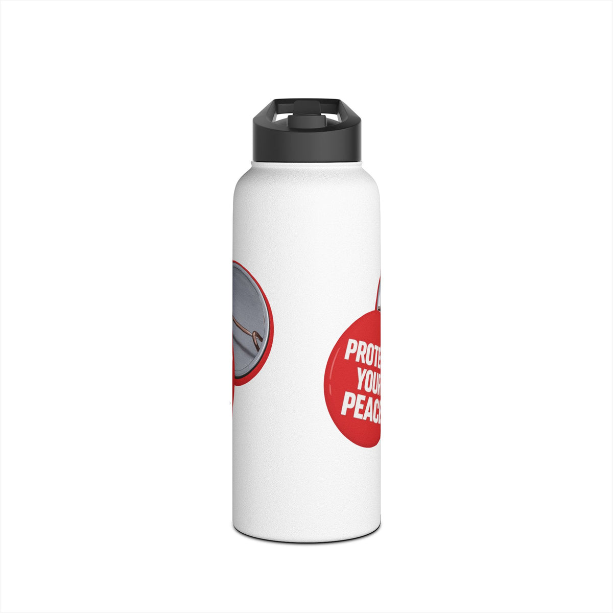 Stainless Water Bottle – “Protect Your Peace” Red graphic Design