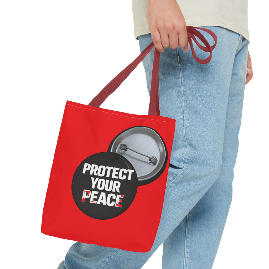 Tote Bag — "Protect Your Peace" Button Design All-Over Print Tote