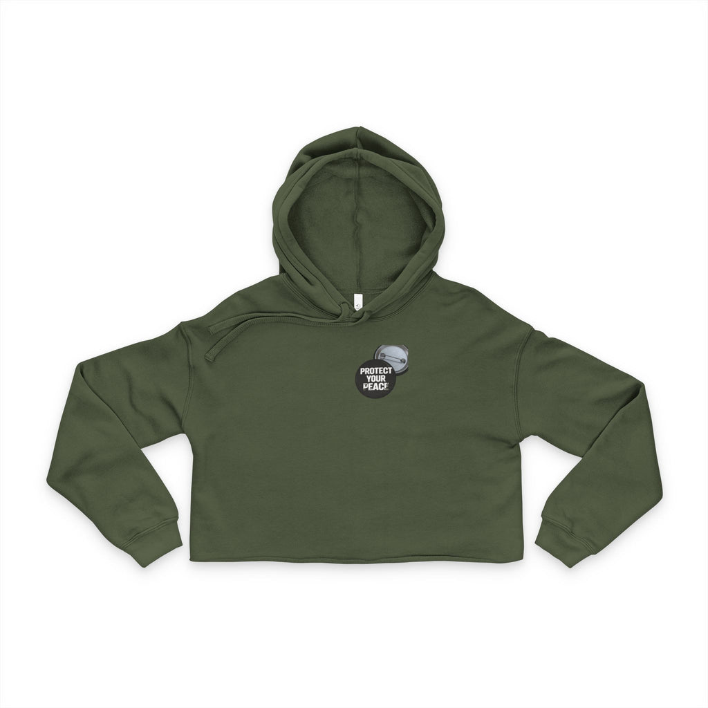 Women's Cropped Hoodie graphic design protect your peace.