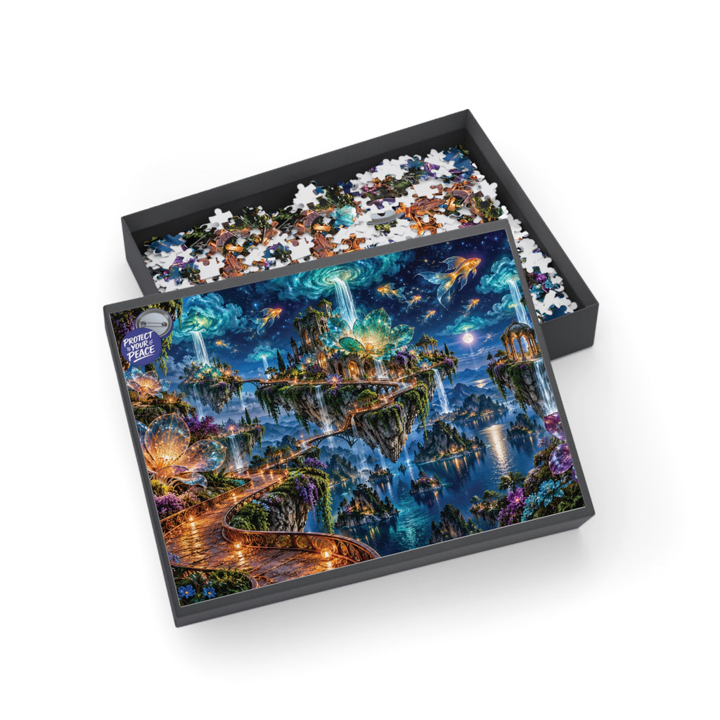 Floating Island Fantasy Puzzle — Mystical Nightscape Jigsaw (96/252/500/1000 pcs)