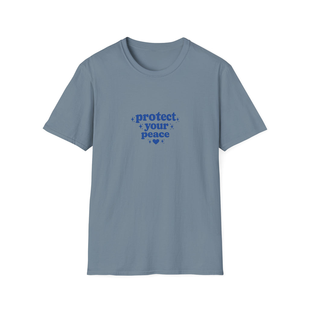 Protect Your Peace T-Shirt — Minimal Blue Self-Care Tee