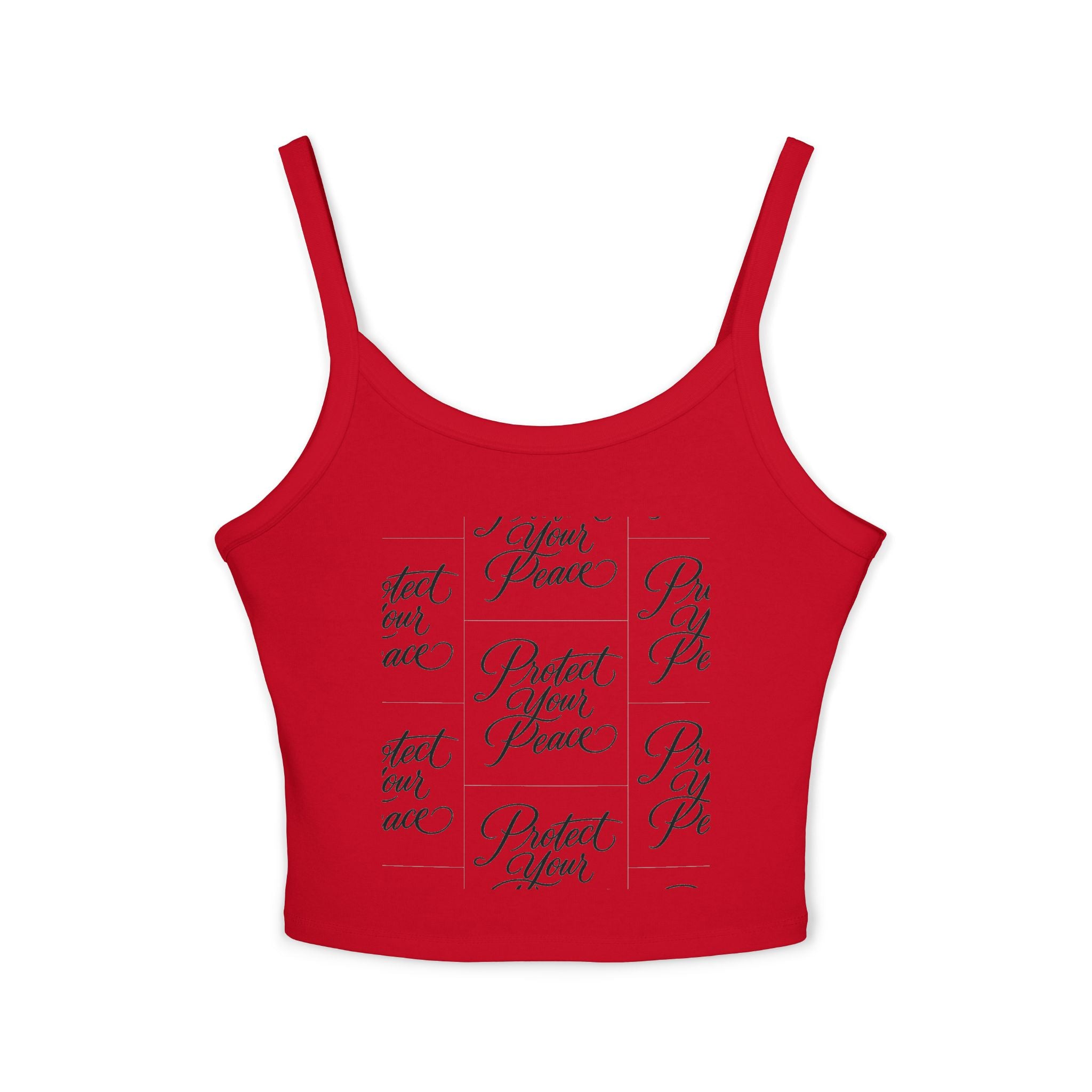 Crop Tank Top2 — "Protect Your Peace" Script Grid Graphic
