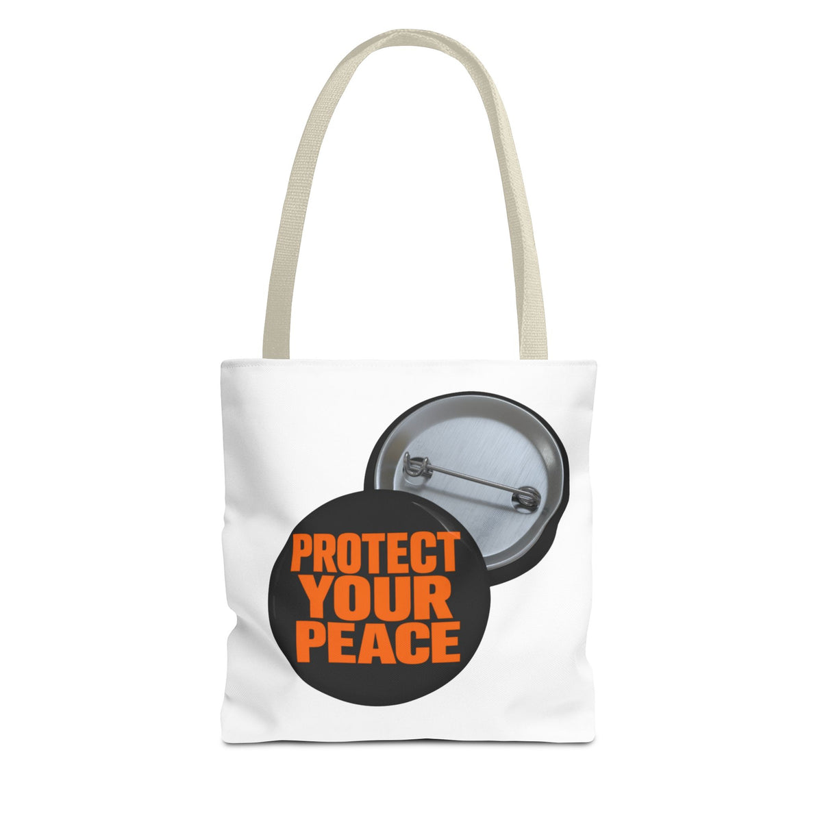 Tote Bag — Protect Your Peace Button Print Canvas Tote
