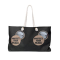 Protect Your Peace Weekender Bag – Black Travel Tote with Motivational Badge Design