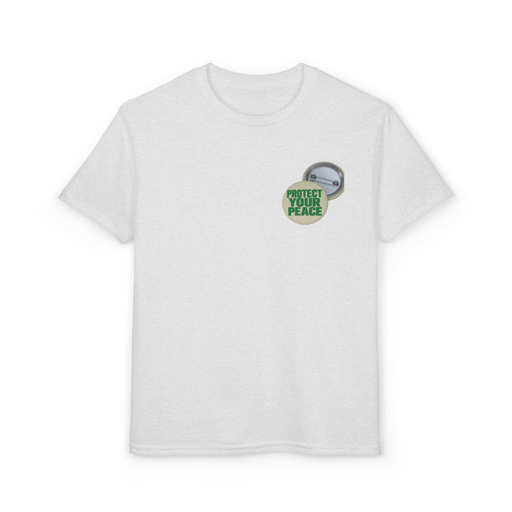 Youth T-Shirt — "Protect Your Peace" Button Graphic