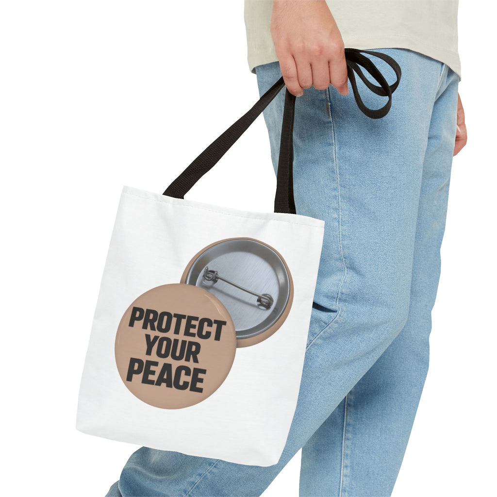 Protect Your Peace Button Tote Bag – Inspirational Everyday Carry