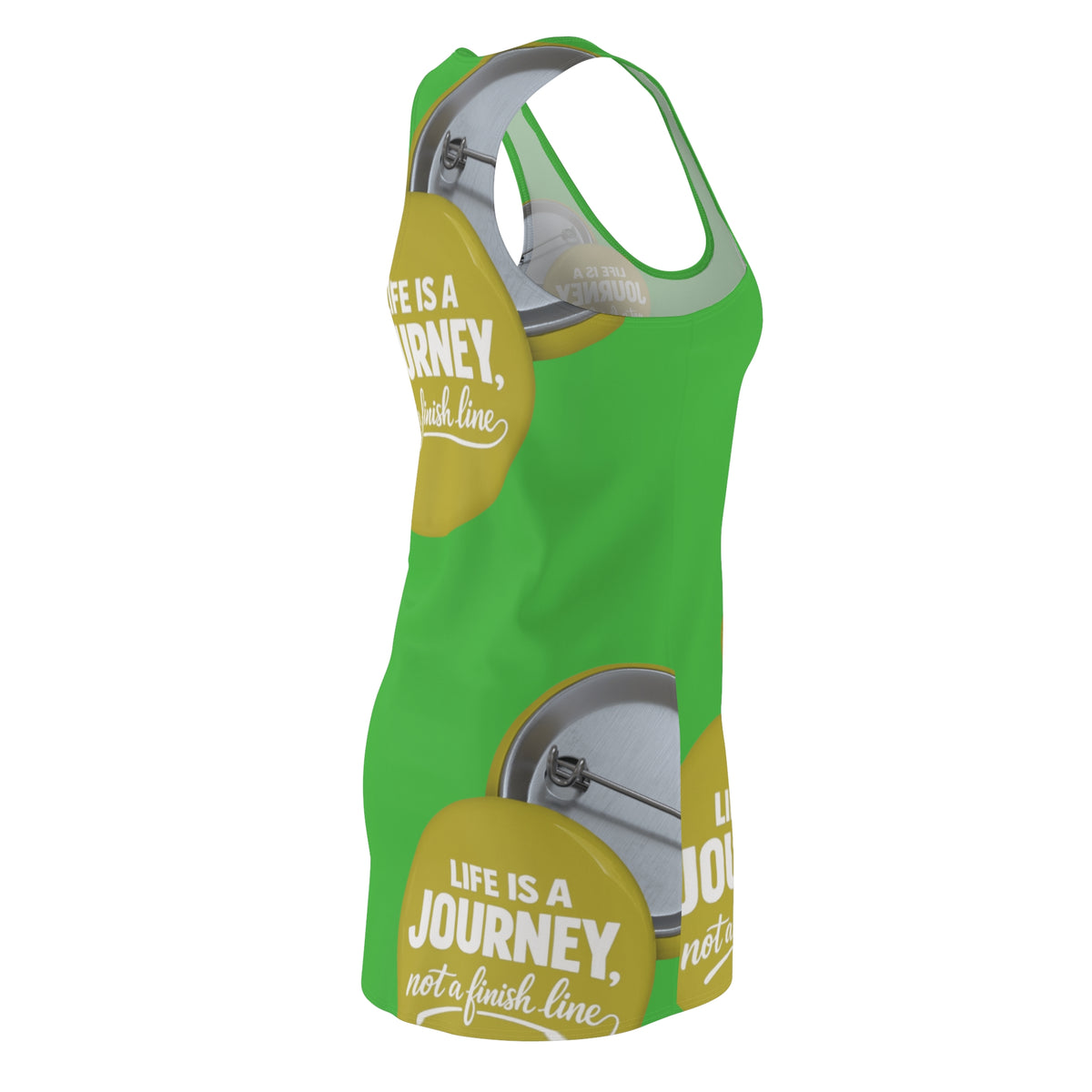 Racerback Dress — "Life Is a Journey, Not a Finish Line" Motivational AOP Dress