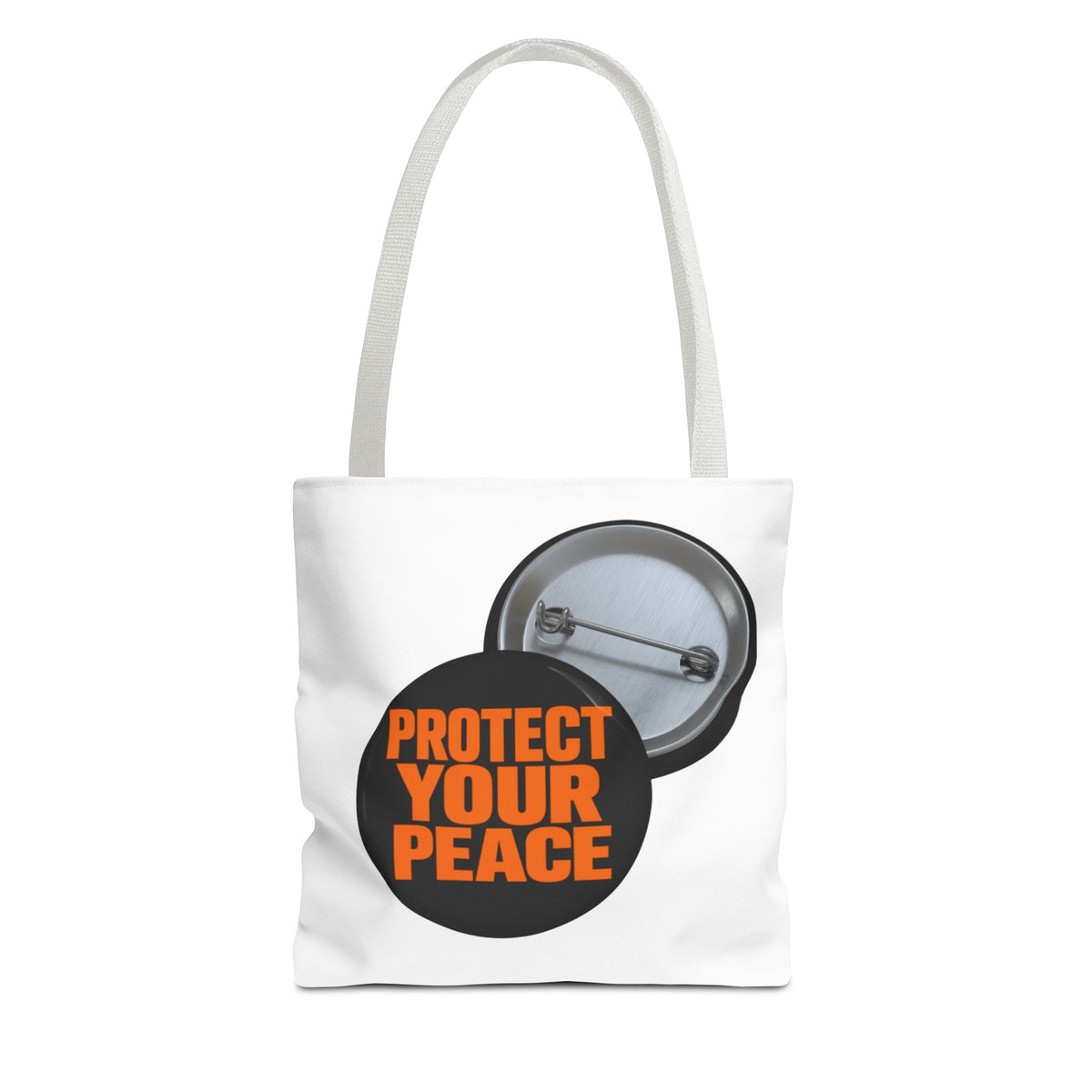 Tote Bag — Protect Your Peace Button Print Canvas Tote