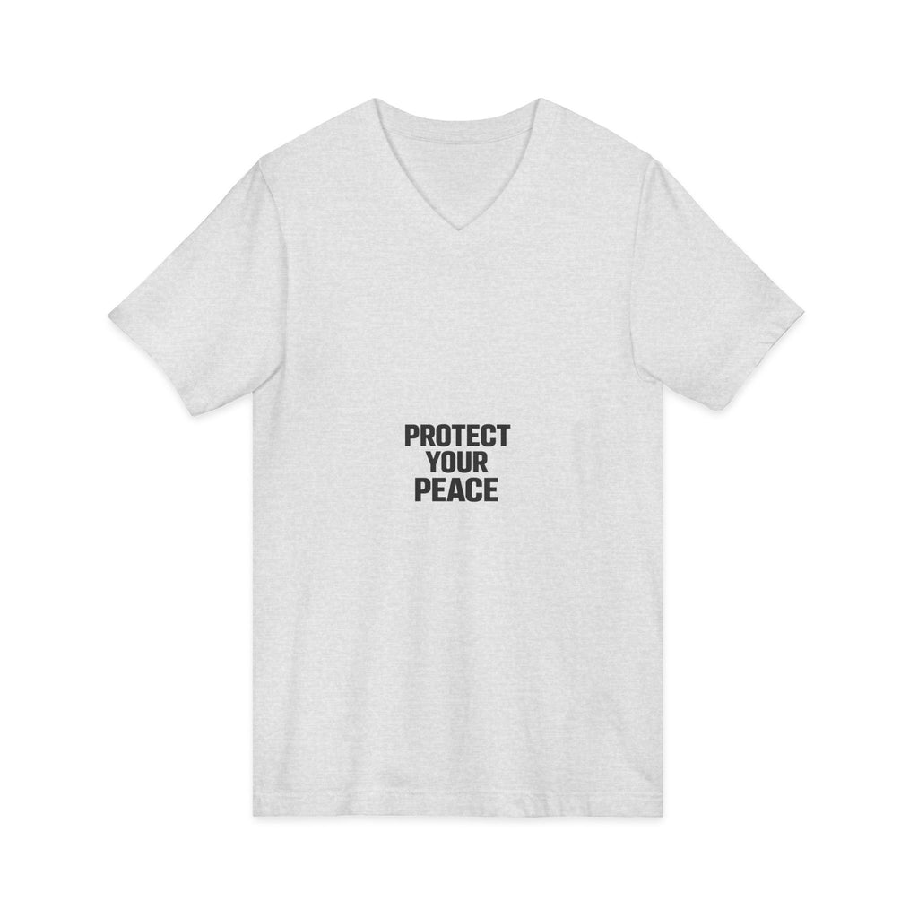 Protect Your Peace V-Neck Tee — Minimalist Self-Care Message Shirt