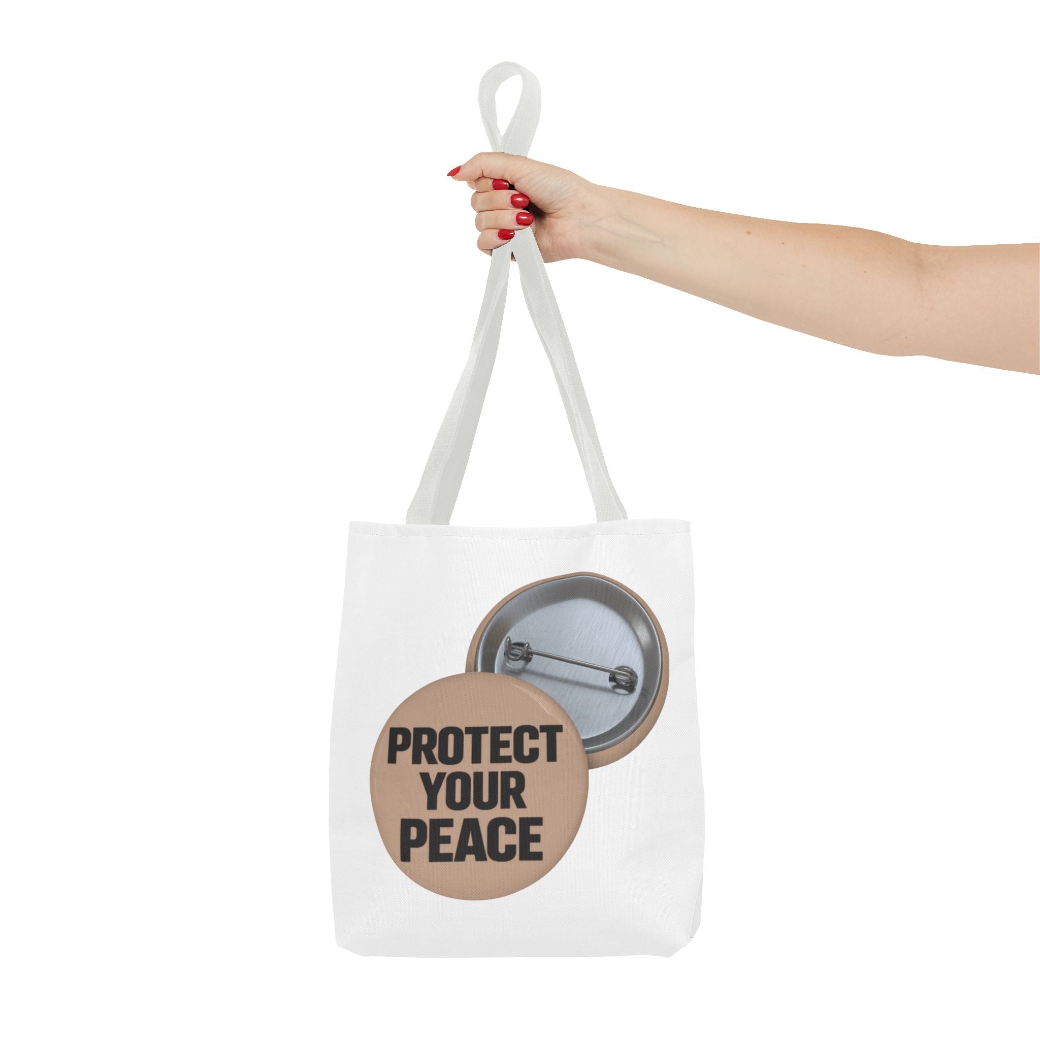 Protect Your Peace Button Tote Bag – Inspirational Everyday Carry