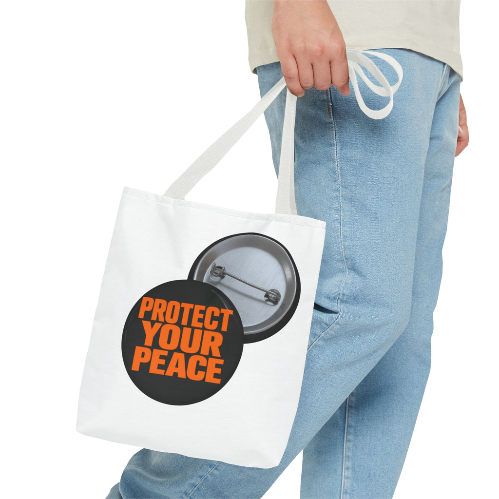 Tote Bag — Protect Your Peace Button Print Canvas Tote