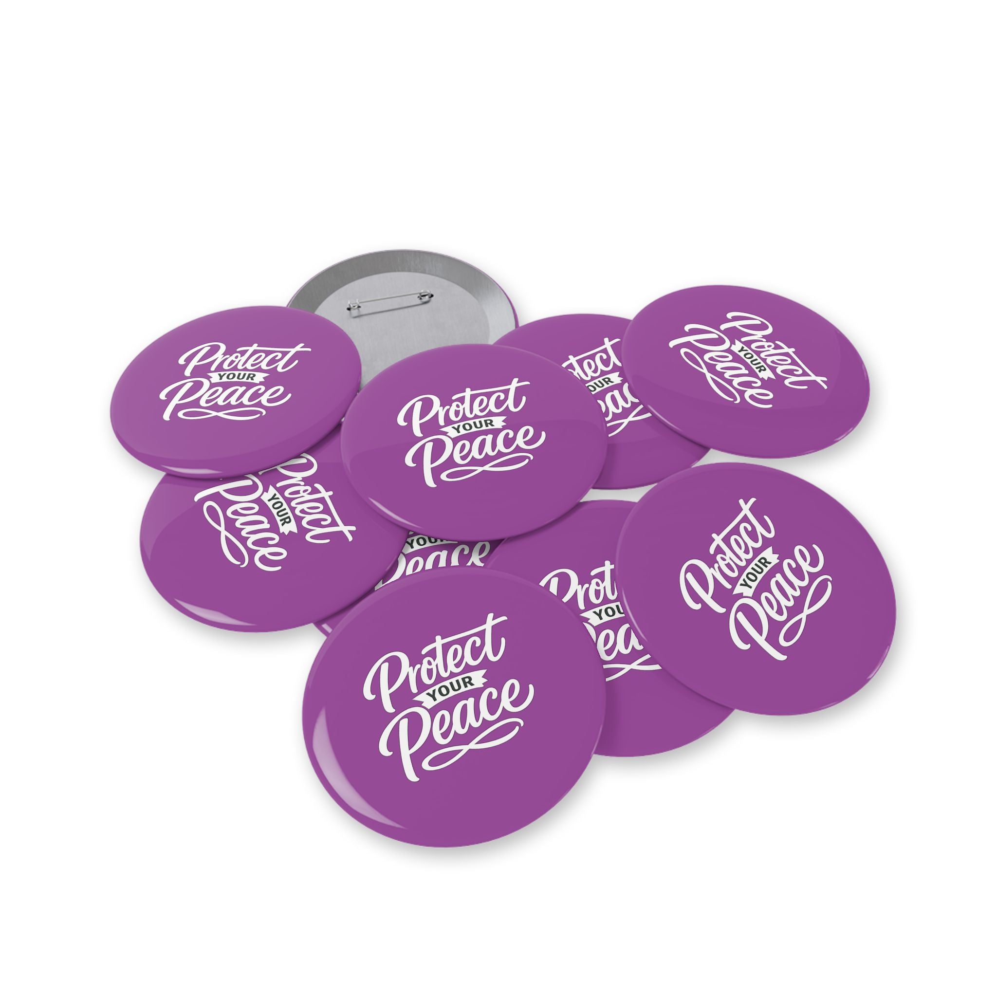 Protect Your Peace Round Pin — Inspirational Purple Lapel Button
