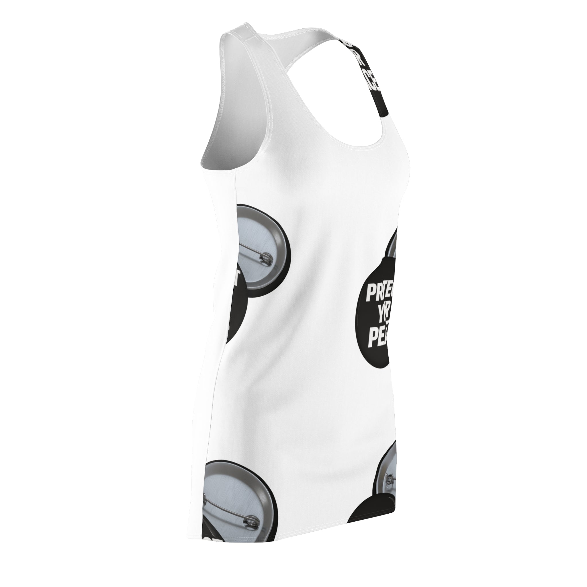 Racerback Dress — "Protect Your Peace" Graphic AOP Women's Dress