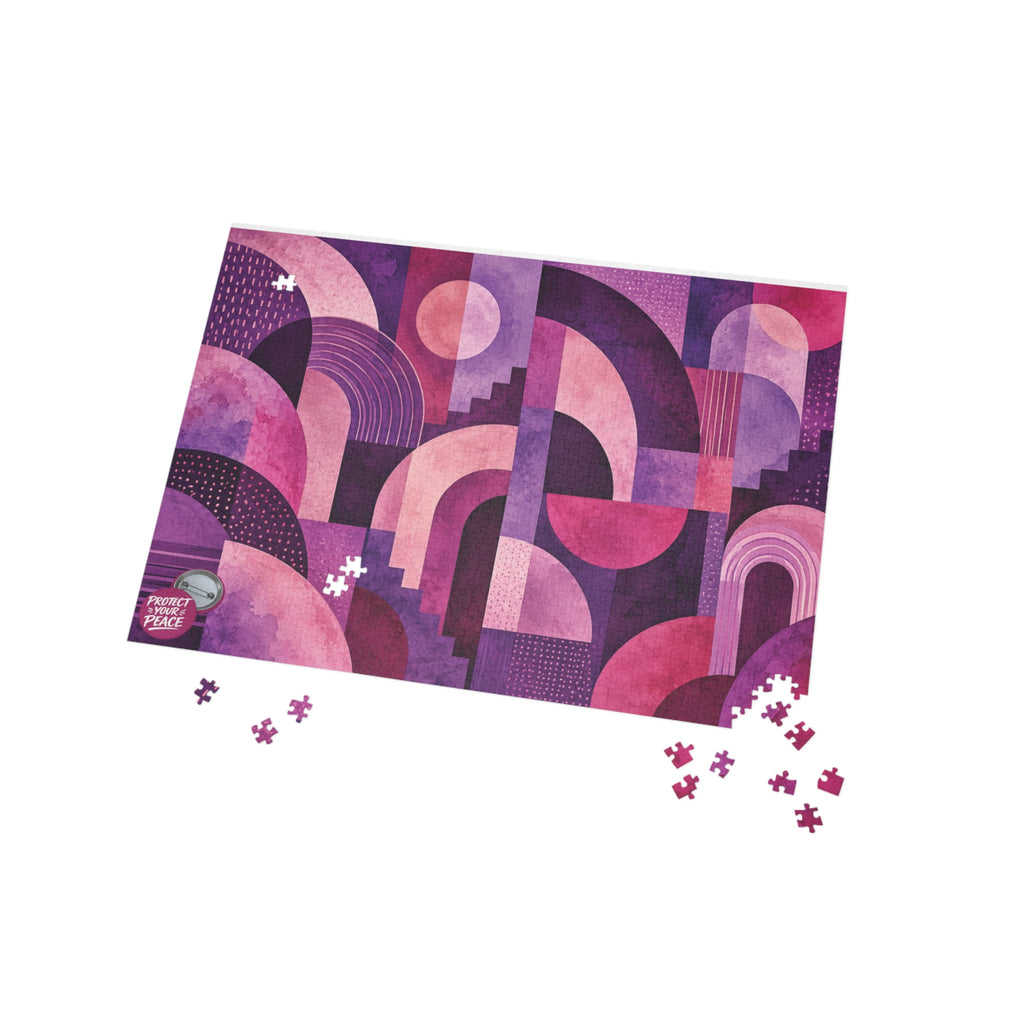 Abstract Pink & Purple Geometric Puzzle — 500/1000-Piece Artistic Jigsaw