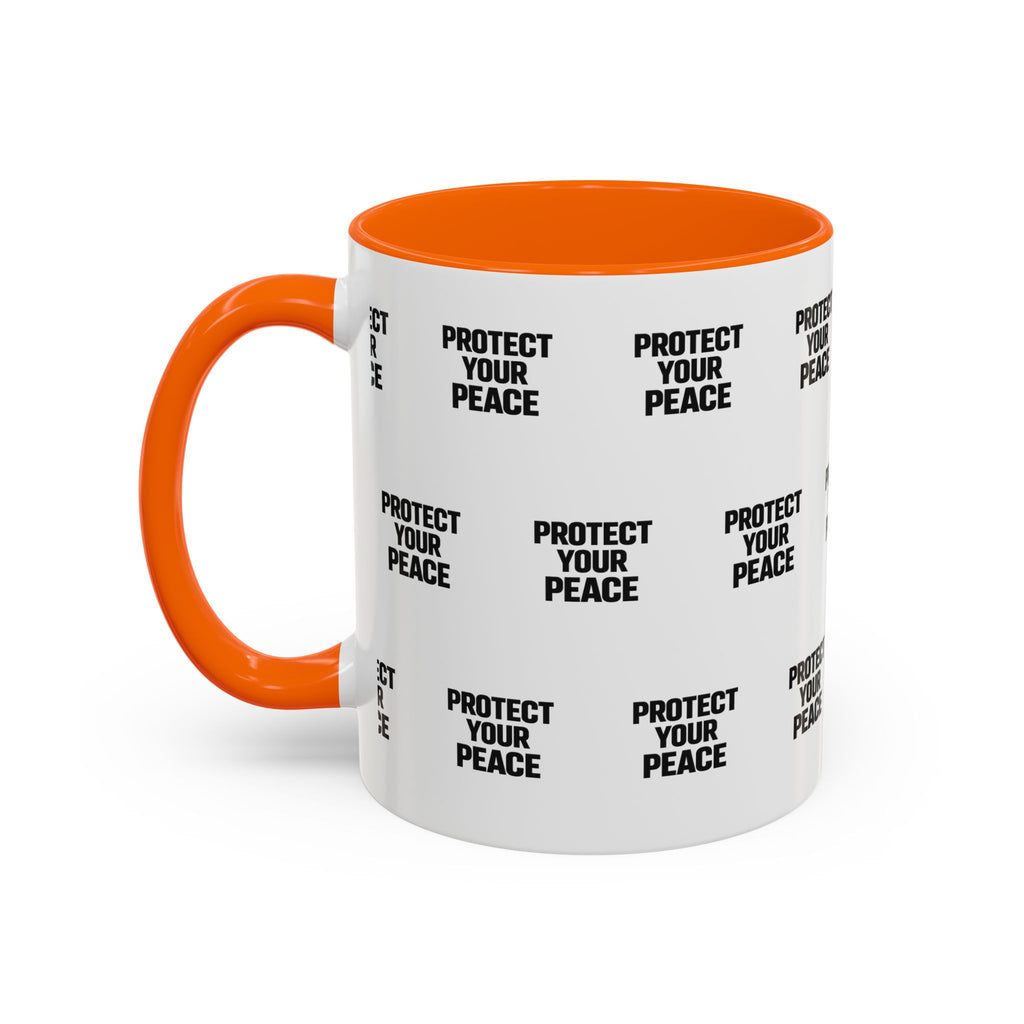 Protect Your Peace Accent Coffee Mug — Repeating Text 11/15oz
