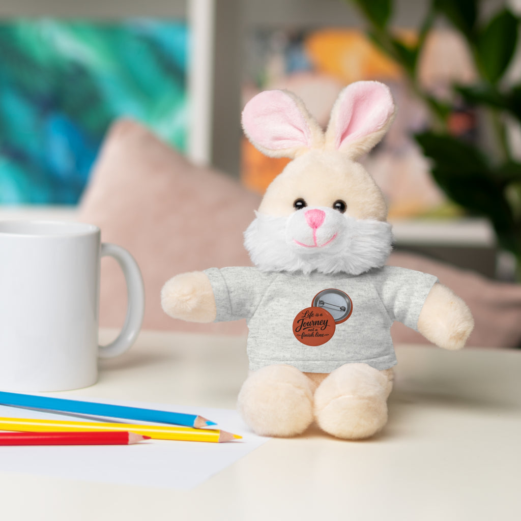 Life is a journey not a finish line. Plush Teddy Bear with Printed Tee — Cute Personalized Gift for Kids & Couples