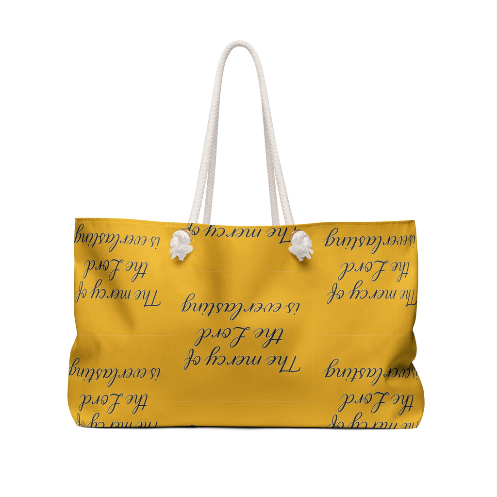 Weekender Bag – "The mercy of the Lord is everlasting" Christian Travel Tote