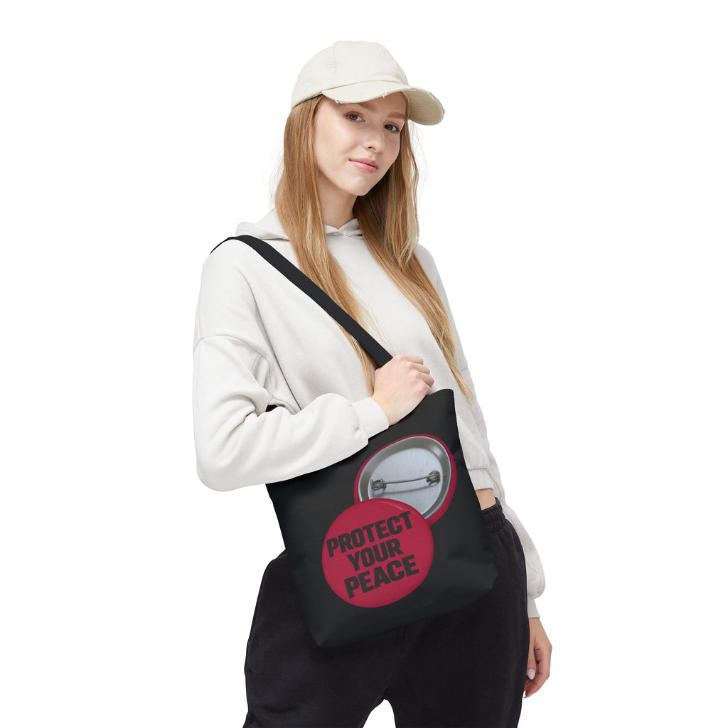 Protect Your Peace Button Graphic Tote Bag