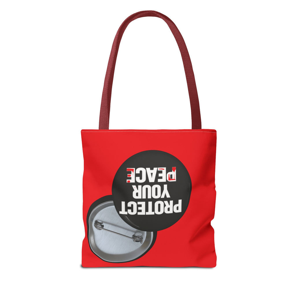 Tote Bag — "Protect Your Peace" Button Design All-Over Print Tote