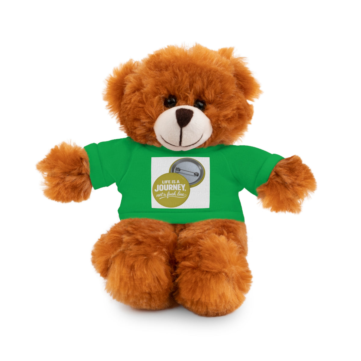 Cute Brown Teddy Bear with 'Life Is a Journey not a finish line.' Tee — Plush Gift for Kids & Travelers