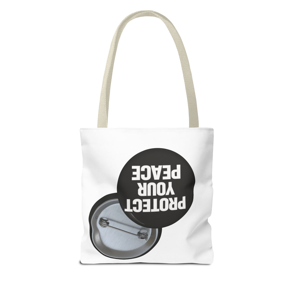 Tote — "Protect Your Peace" Button Design Cotton Tote Bag