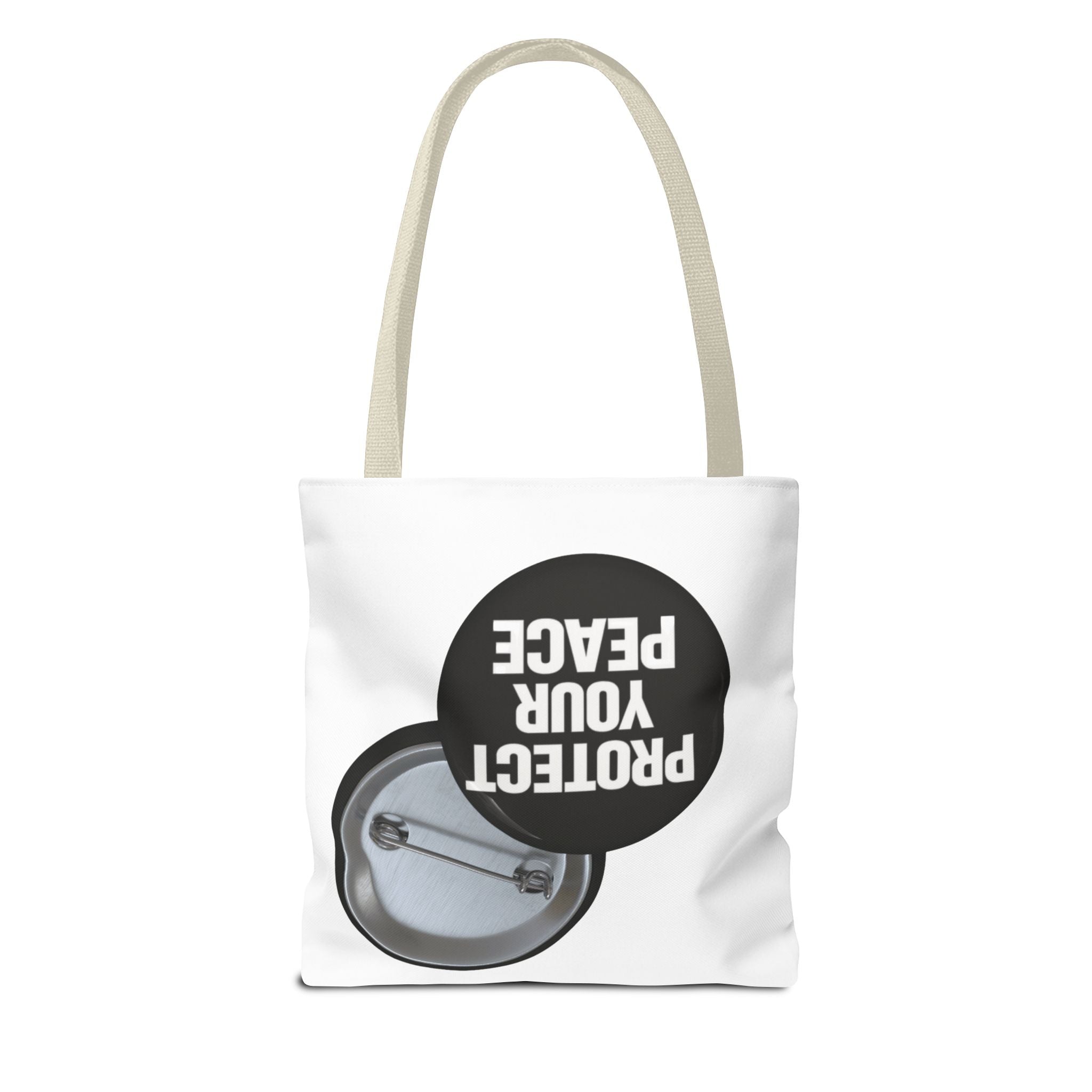 Tote — "Protect Your Peace" Button Design Cotton Tote Bag