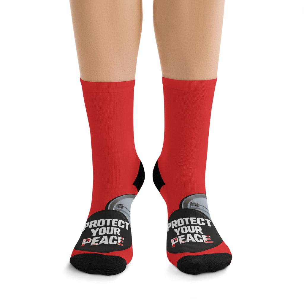 Protect Your Peace Red Statement Socks