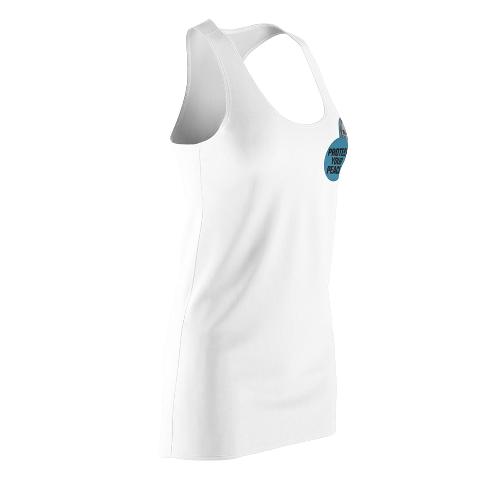 Racerback Dress — 'Protect Your Peace' Pocket Badge Tank Dress for Women