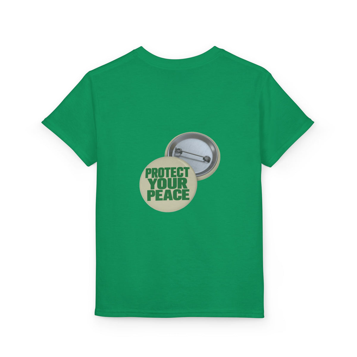 Youth T-Shirt — "Protect Your Peace" Button Graphic