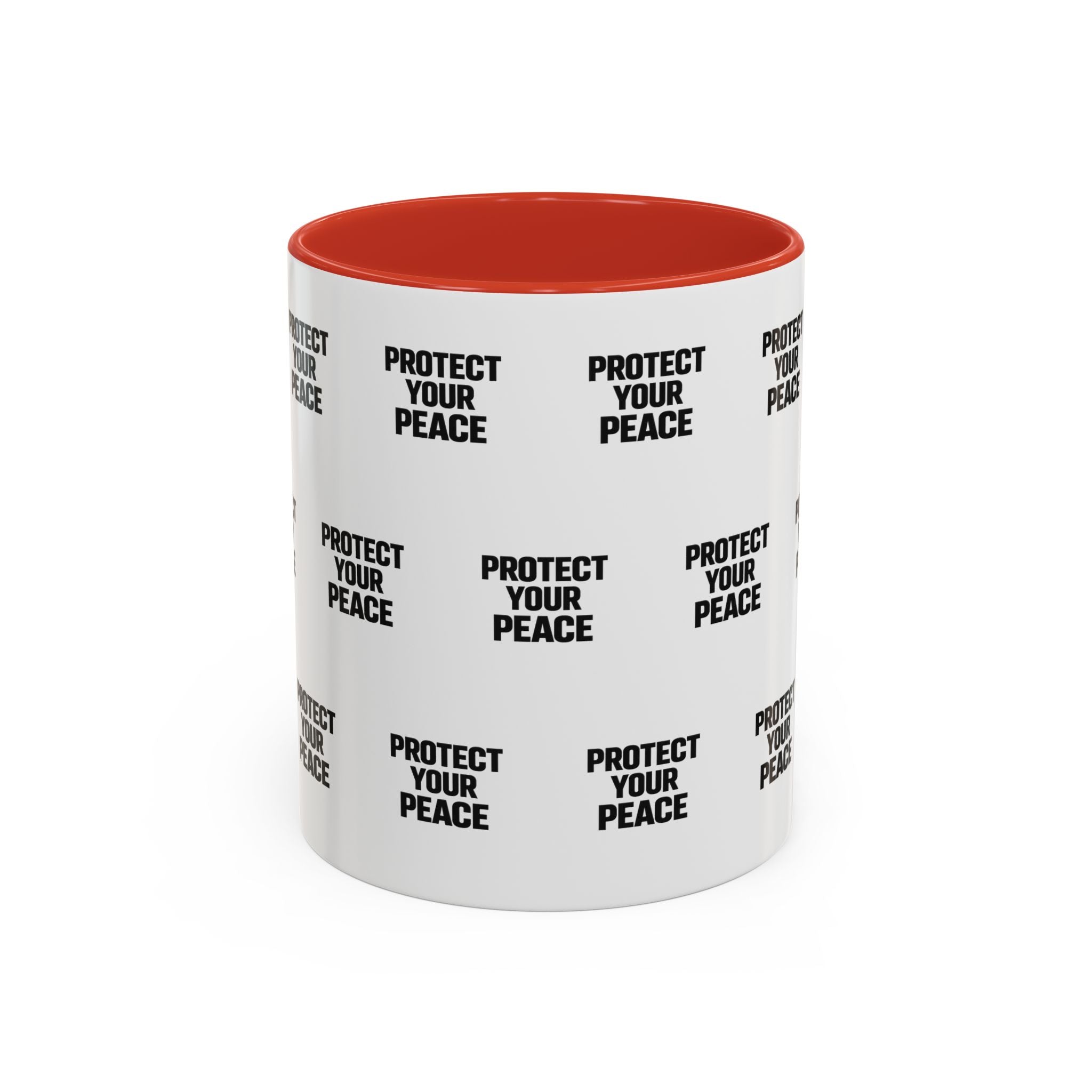 Protect Your Peace Accent Coffee Mug — Repeating Text 11/15oz