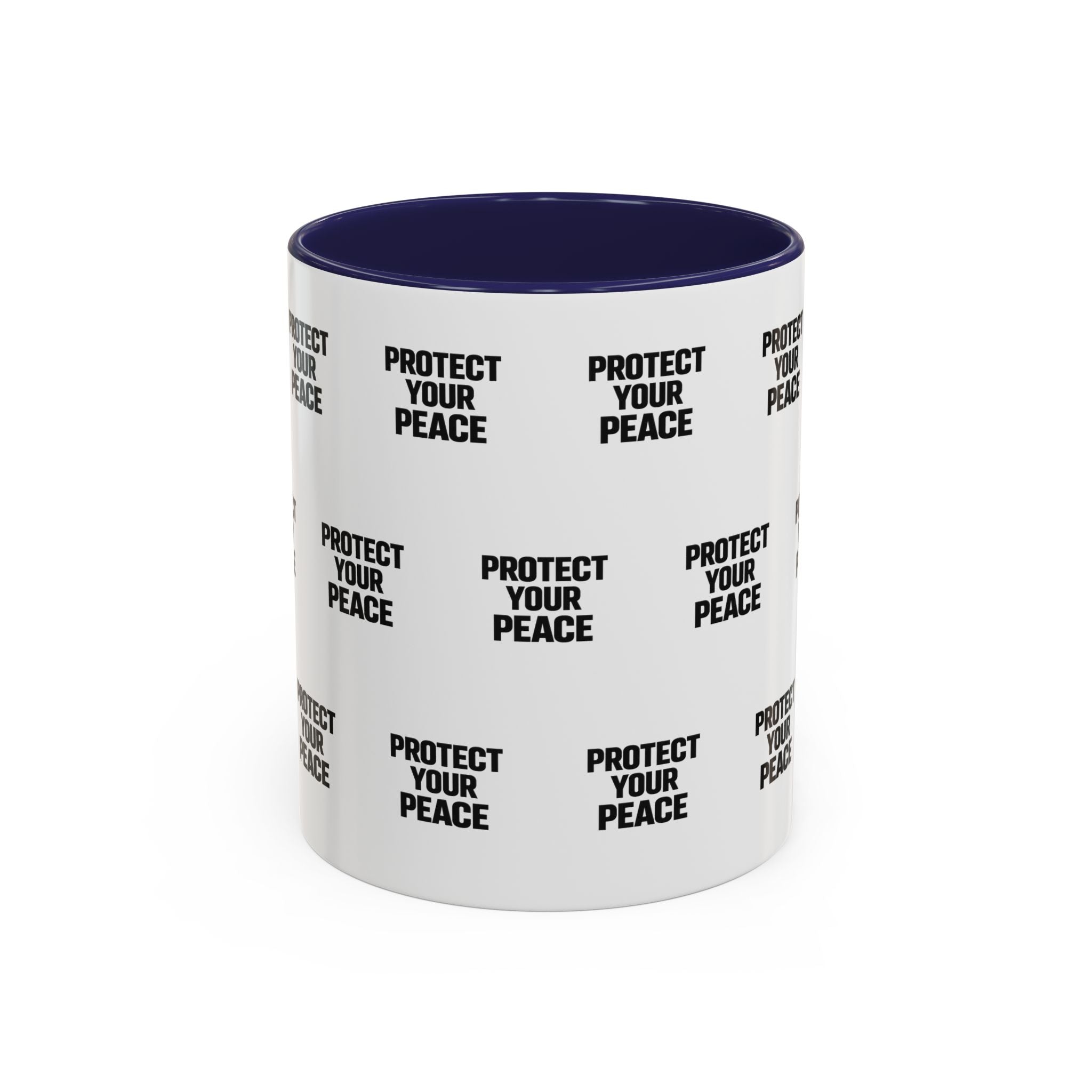 Protect Your Peace Accent Coffee Mug — Repeating Text 11/15oz
