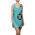 Protect Your Peace Racerback Dress — Turquoise Button Print