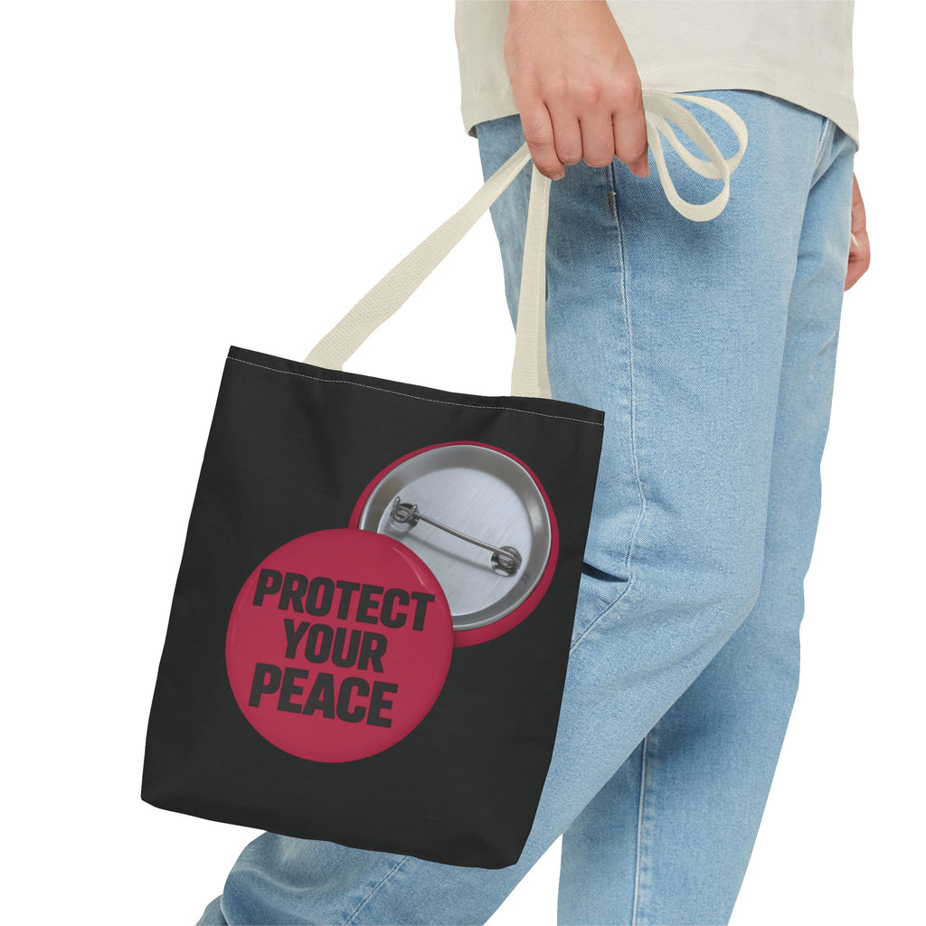 Protect Your Peace Button Graphic Tote Bag