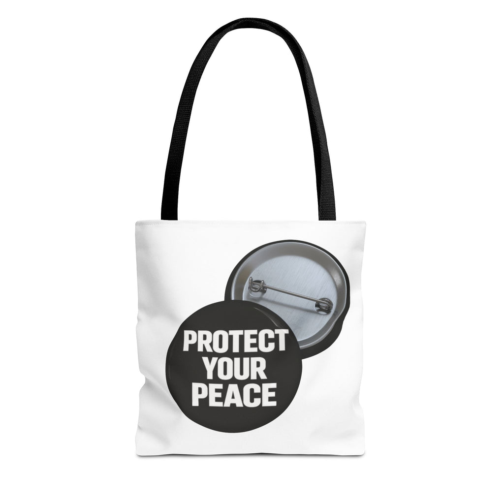 Tote — "Protect Your Peace" Button Design Cotton Tote Bag
