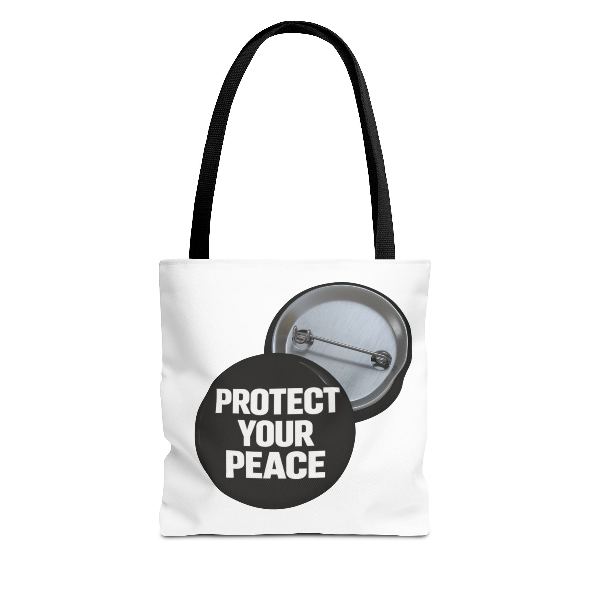 Tote — "Protect Your Peace" Button Design Cotton Tote Bag