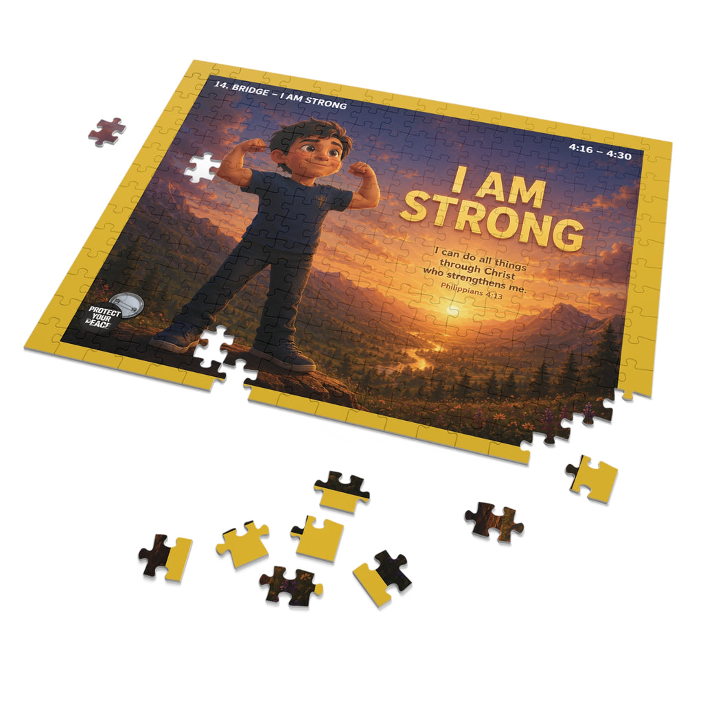 I Am Strong Faith Kid Puzzle — 252-Piece Inspirational Jigsaw with Tin