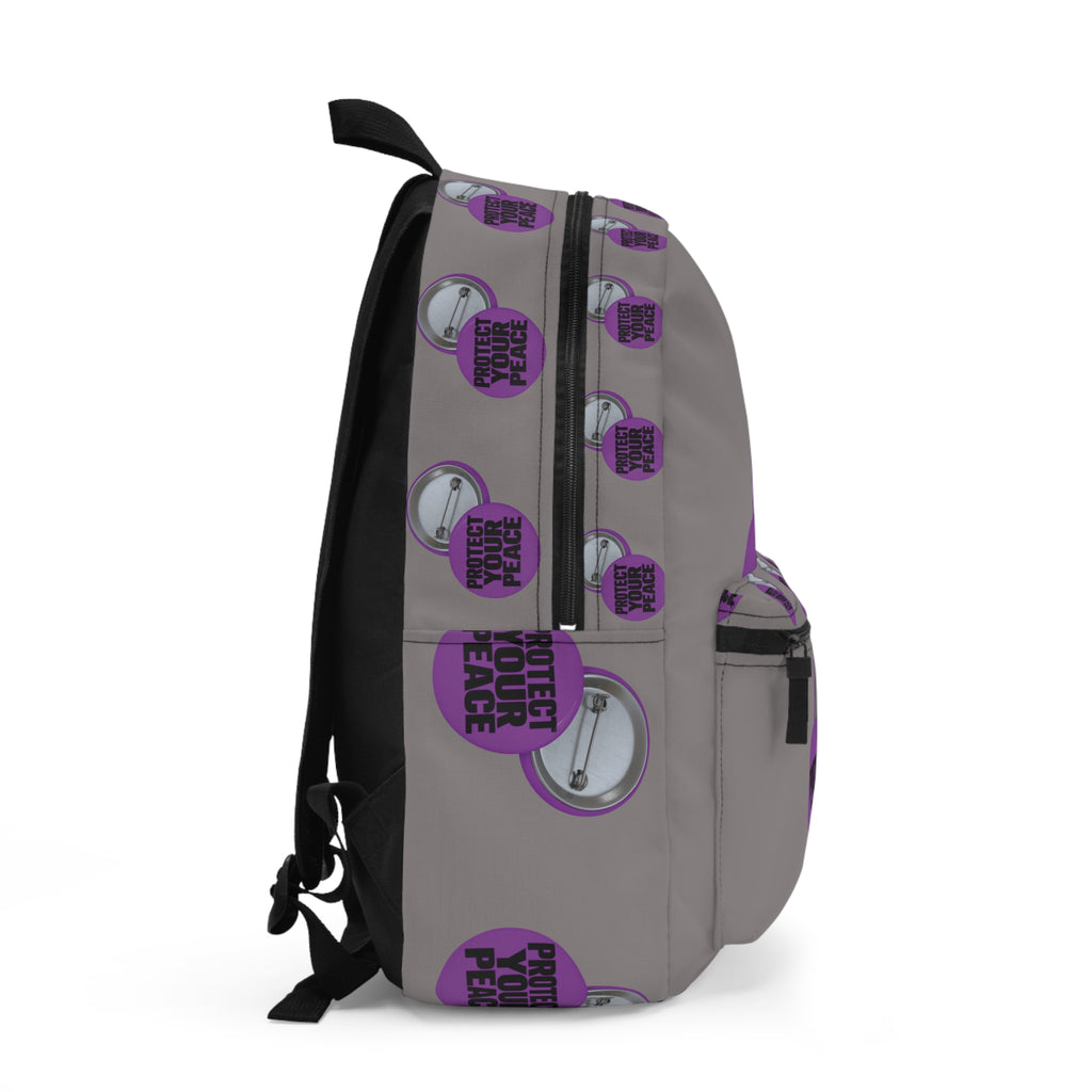 Protect Your Peace Backpack - Purple Button Patterned School & Travel Bag