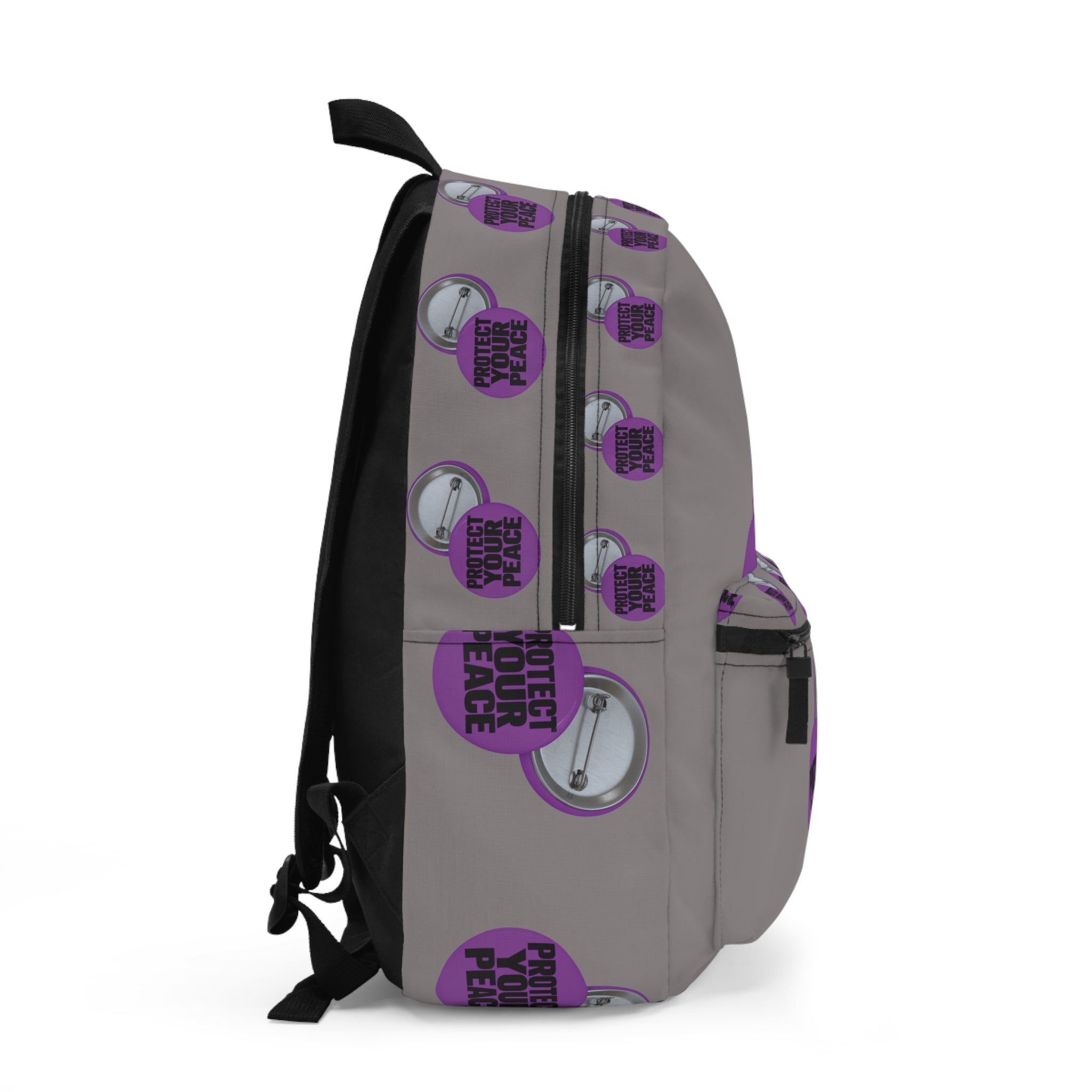 Protect Your Peace Backpack - Purple Button Patterned School & Travel Bag