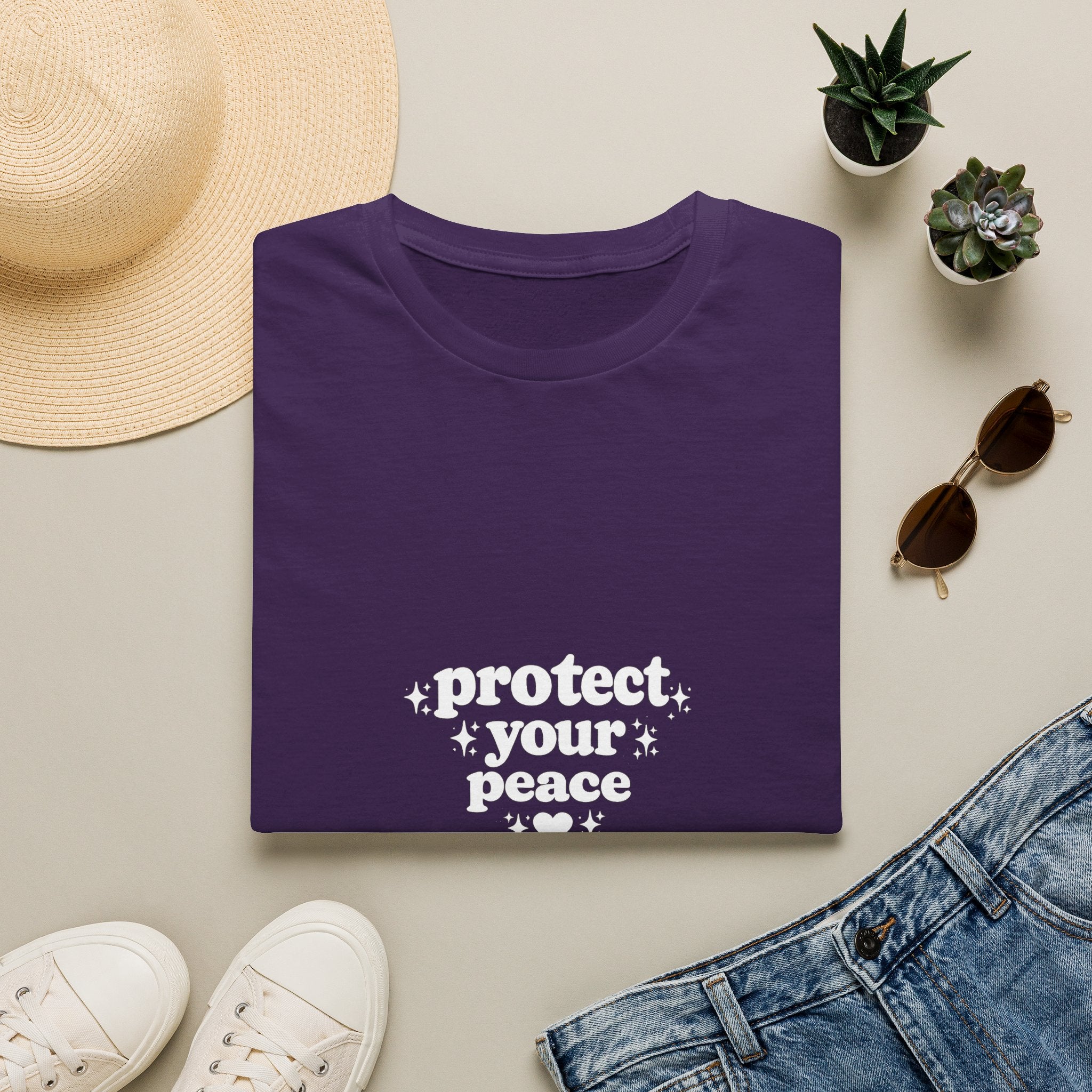 Protect Your Peace T-Shirt — Minimalist Embroidered Self-Care Tee