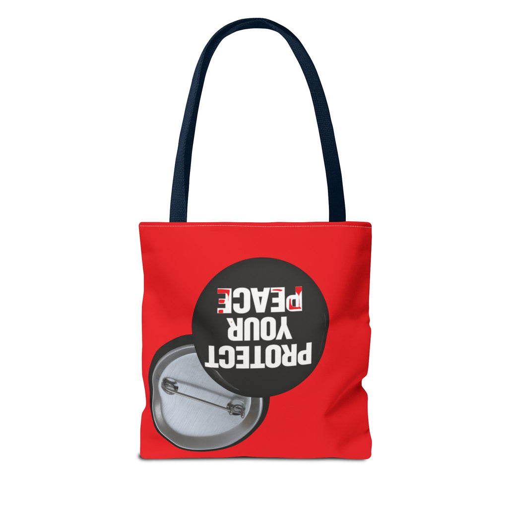 Tote Bag — "Protect Your Peace" Button Design All-Over Print Tote