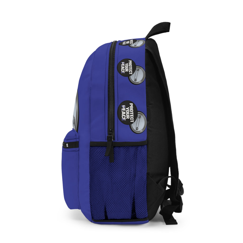 Protect Your Peace Backpack — Minimal Button Badge Design