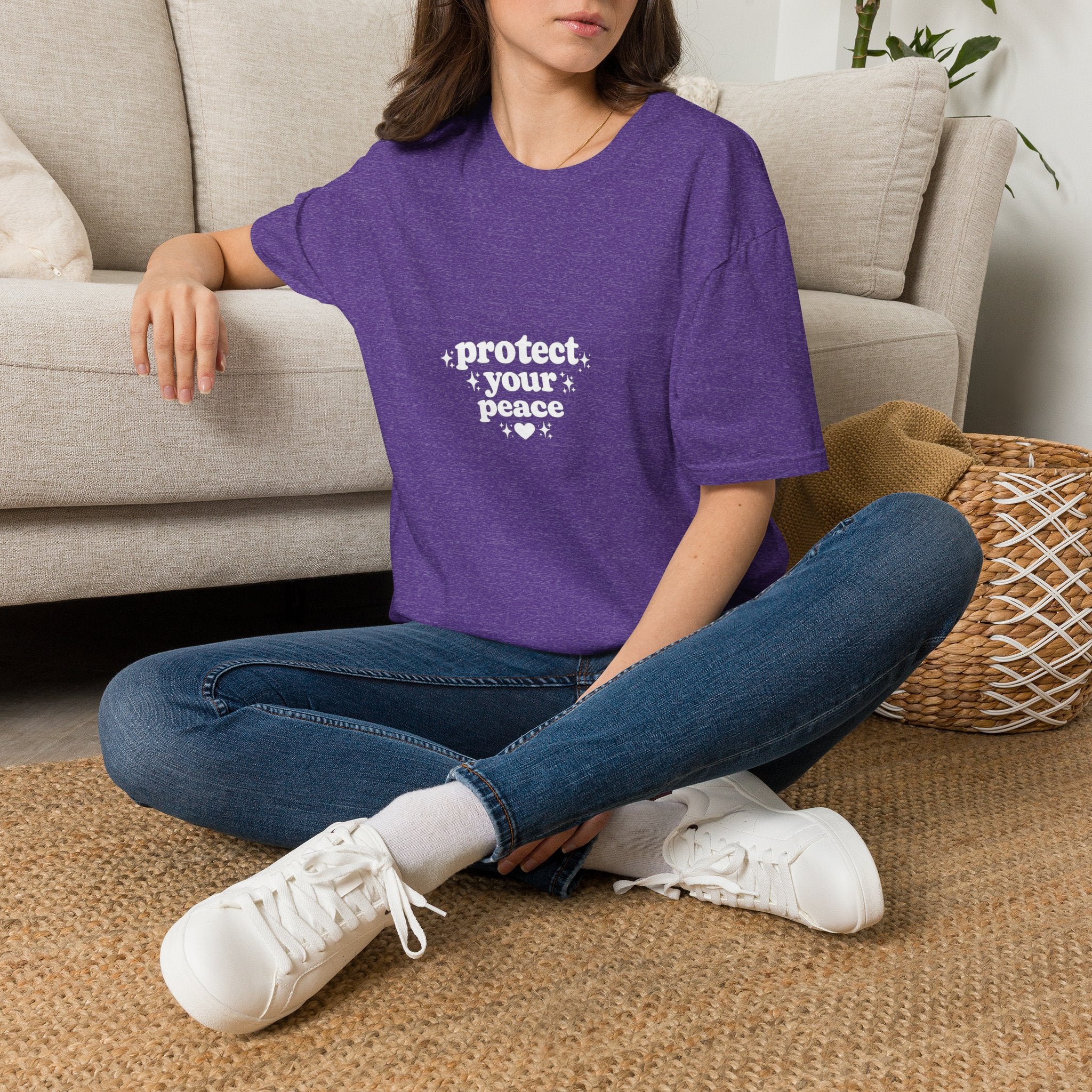 Protect Your Peace T-Shirt — Minimalist Embroidered Self-Care Tee