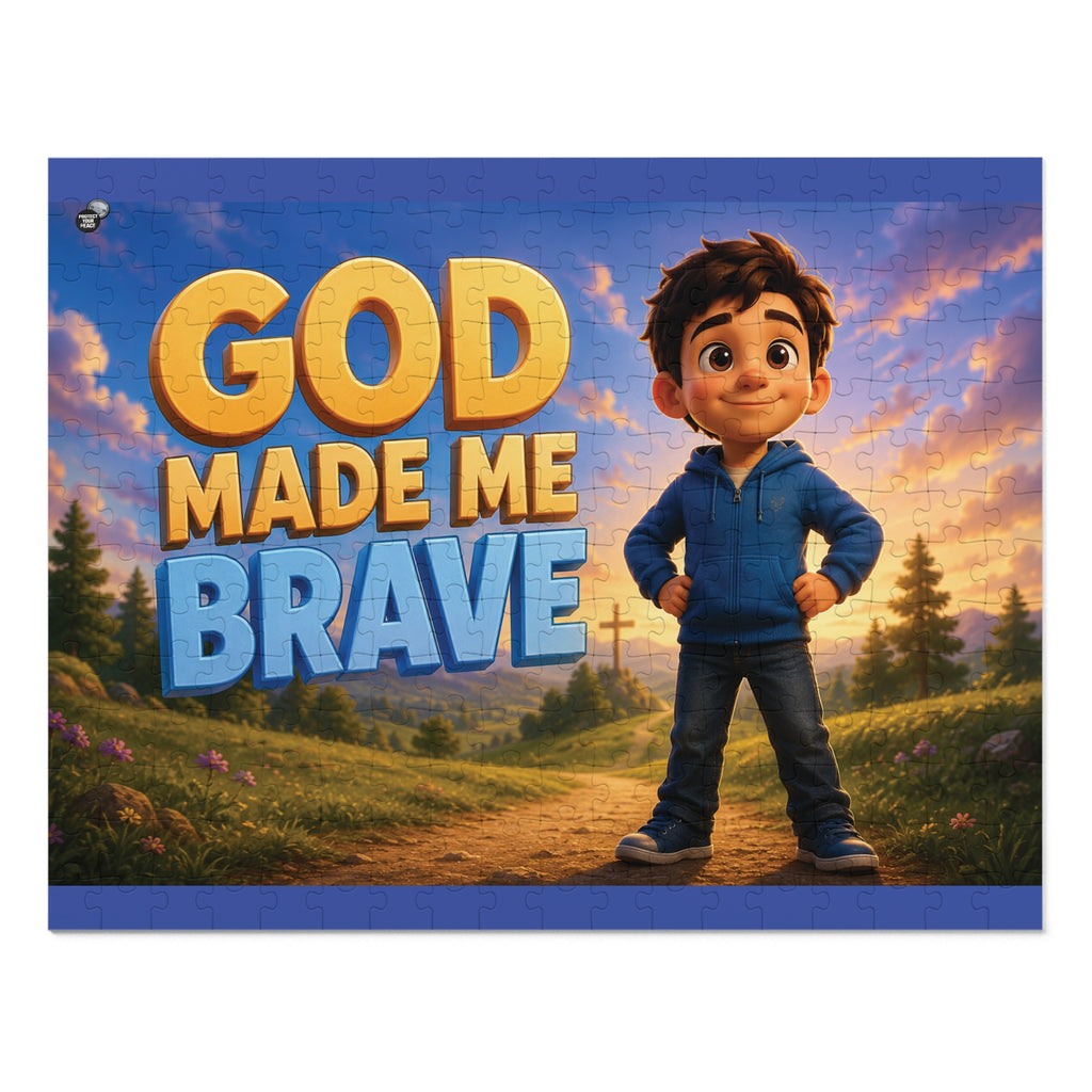 God Made Me Brave Kids Puzzle — 252-Piece Faith-Based Jigsaw with Tin