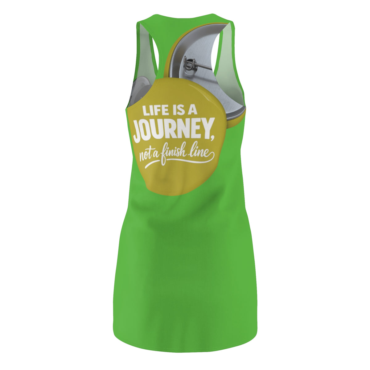 Racerback Dress — "Life Is a Journey, Not a Finish Line" Inspirational All-Over Print